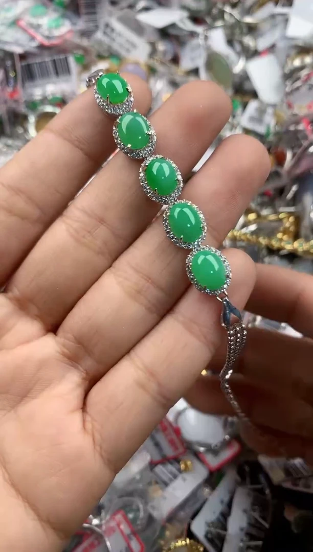银S925镶嵌戒指翡翠5555----1