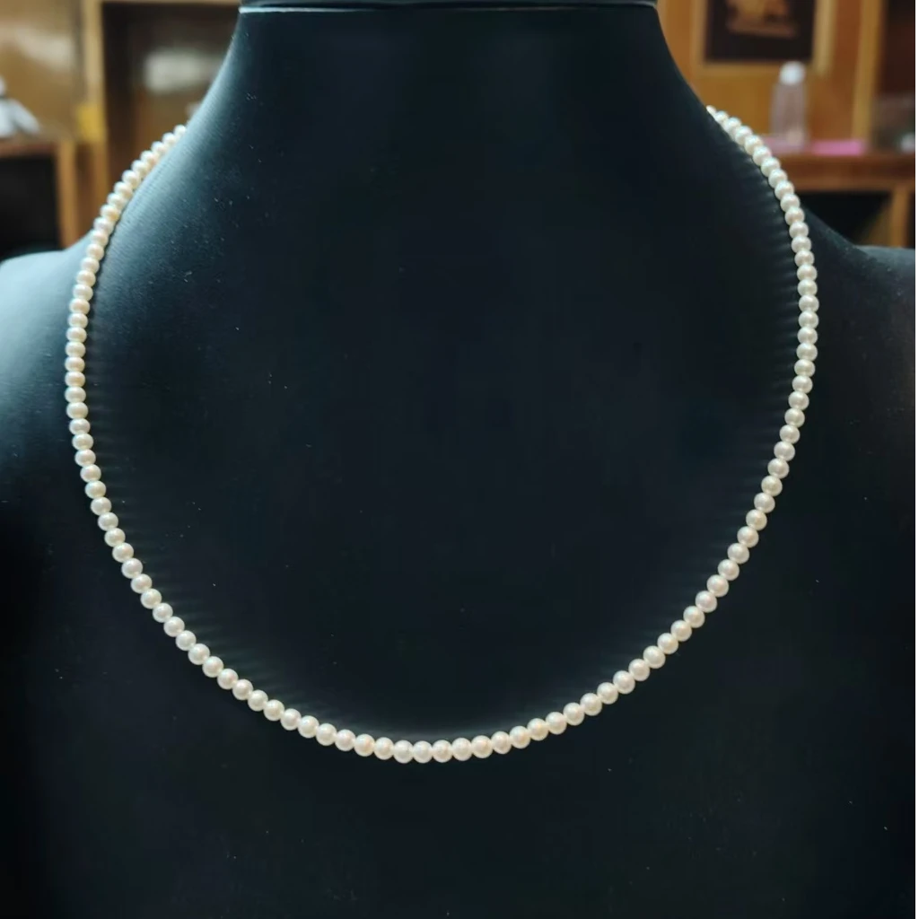 925银银制品 YKT 2-3极光 项链炫彩 近正圆 时尚白珠