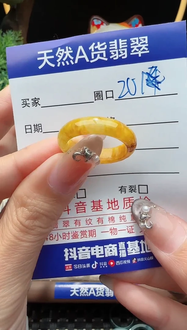 未镶嵌戒指翡翠20圈口对应的去拍