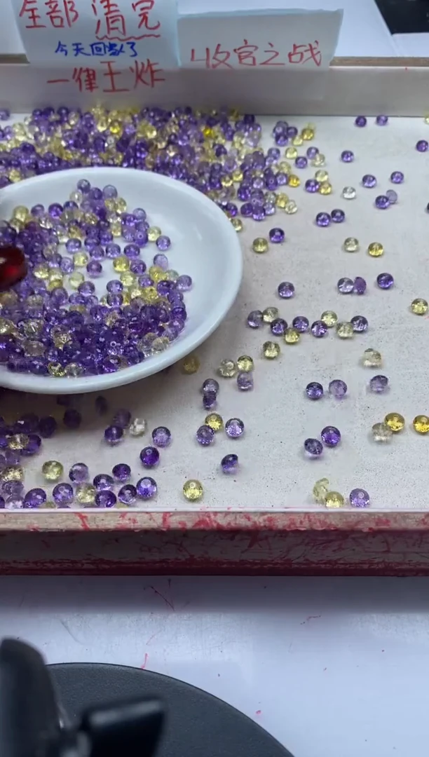 【闪购商品】水晶颈饰未镶嵌w2121紫黄切面算盘6*4mm*10颗