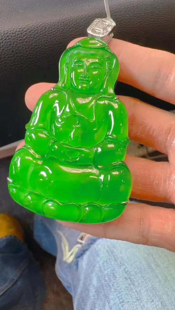 吊坠(赠链)银S925镶嵌翡翠天然A货翡翠