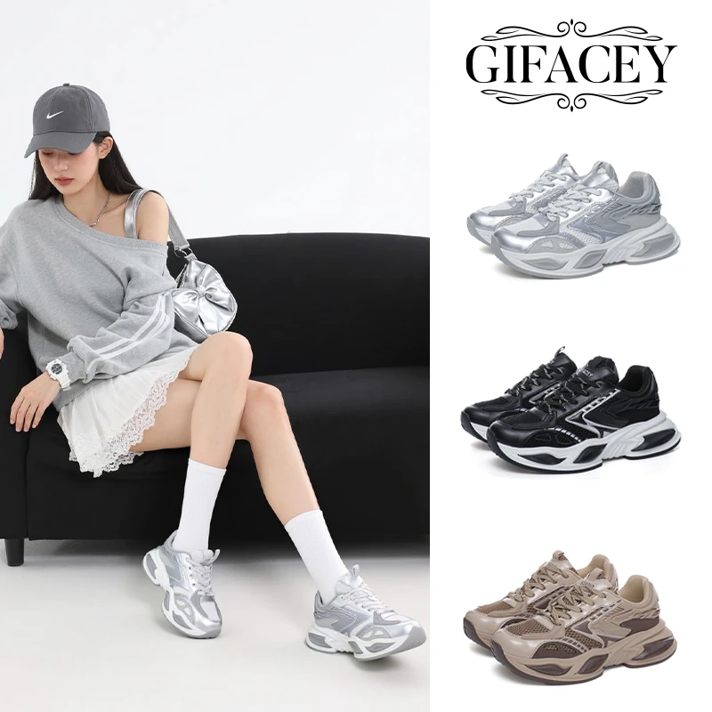 GIFACEY明星同款增高厚底百搭休闲透气休运动潮款老爹鞋