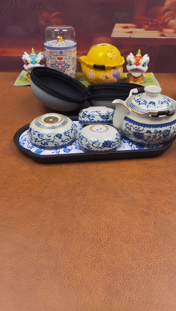 陶瓷茶具摆件旅行套组