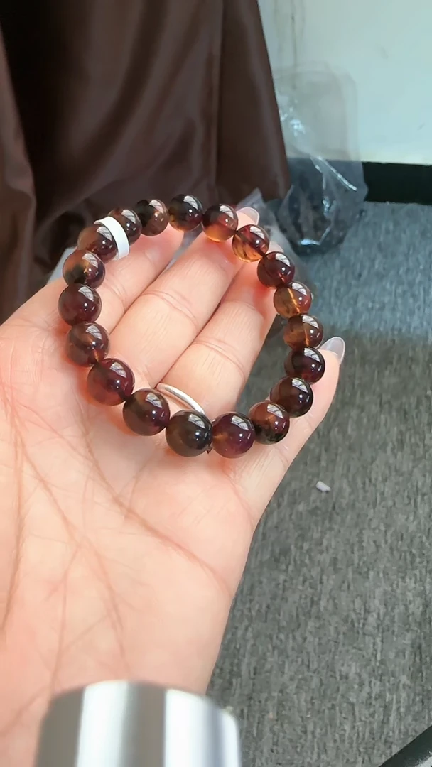 【闪购商品】琥珀手链未镶嵌规格10微瑕紫杉醇手串#4