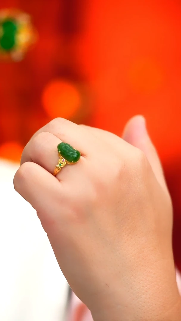 银S925镶嵌戒指翡翠新款