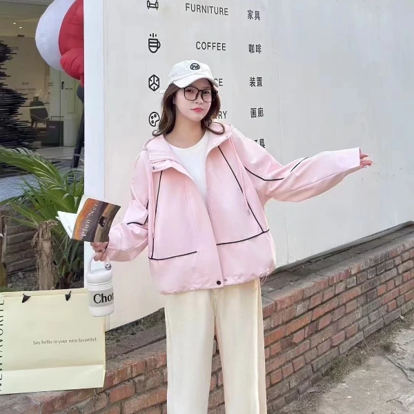 【必入款】【高品质】春款时尚爆款百搭洋气连帽休闲短外套女外套C05