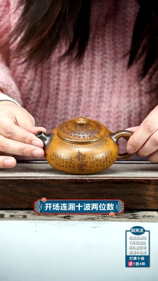 【闪购商品】紫砂茶壶顾建华高温柴烧观云寒江160cc