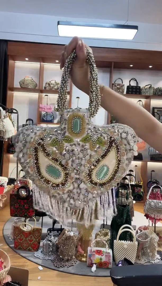 织物102手工珠珠包包腋下斜跨包手拿包手提晚宴包