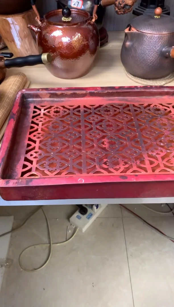 微瑕火烧红苏轼窗花壶承