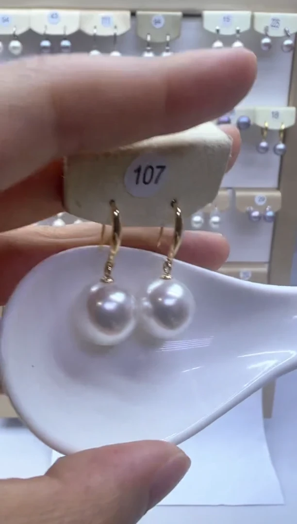 银S925镶嵌淡水珍珠耳饰107