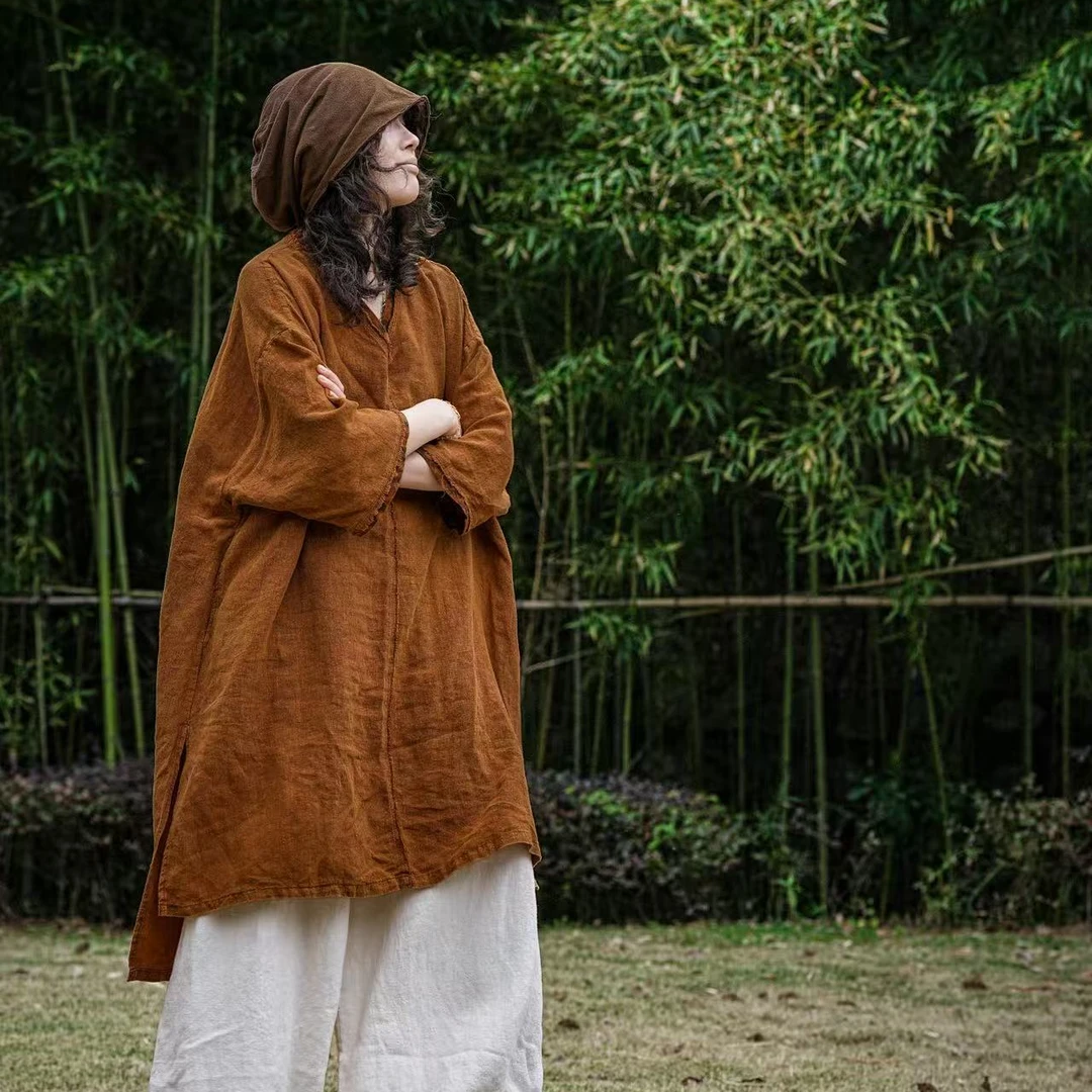 【大漂亮推荐】疯子张2025年新款休闲百搭复古时尚撞色袍子#08425