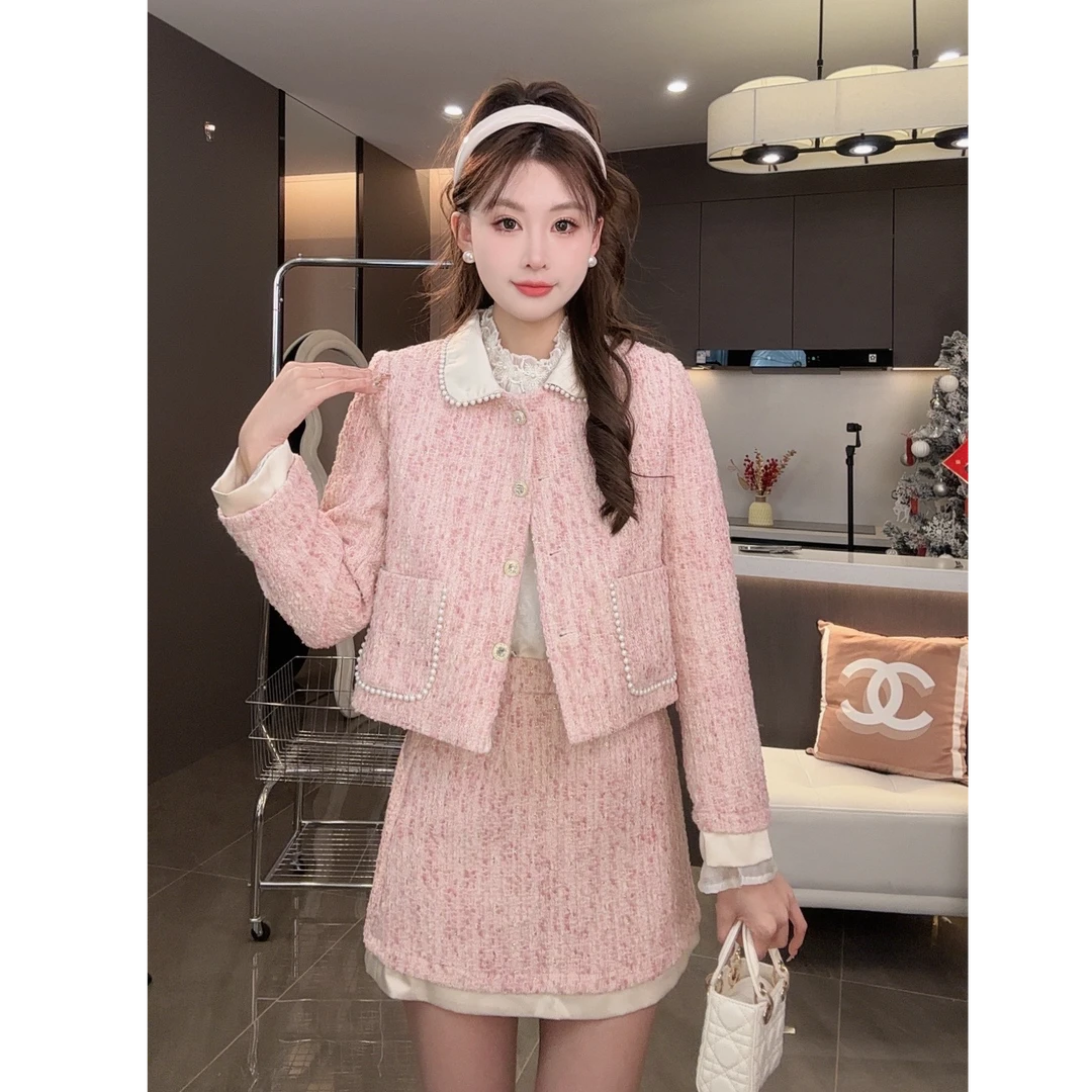 K小姐【粉黛佳人】春季新款气质洋气小香分套装预Q4TZ7769A