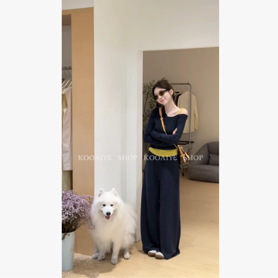 【小蛮腰】早秋新款韩系设计感洋气显瘦露肩上衣