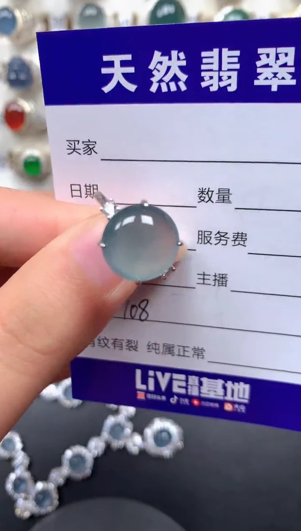 颈饰银S925镶嵌翡翠108