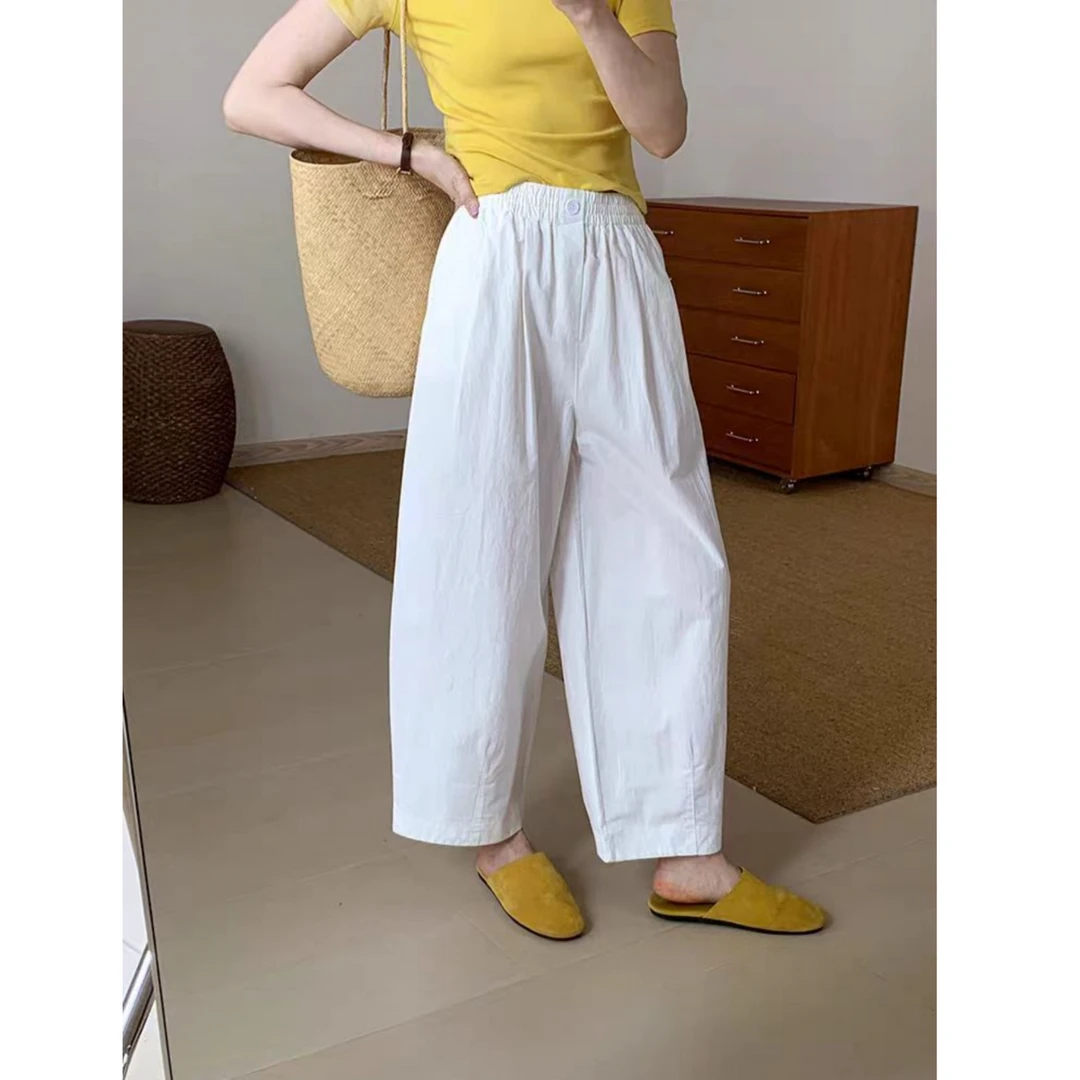 （柚子同款）BD夏款高腰百搭水洗棉薄休闲裤92591（2570）