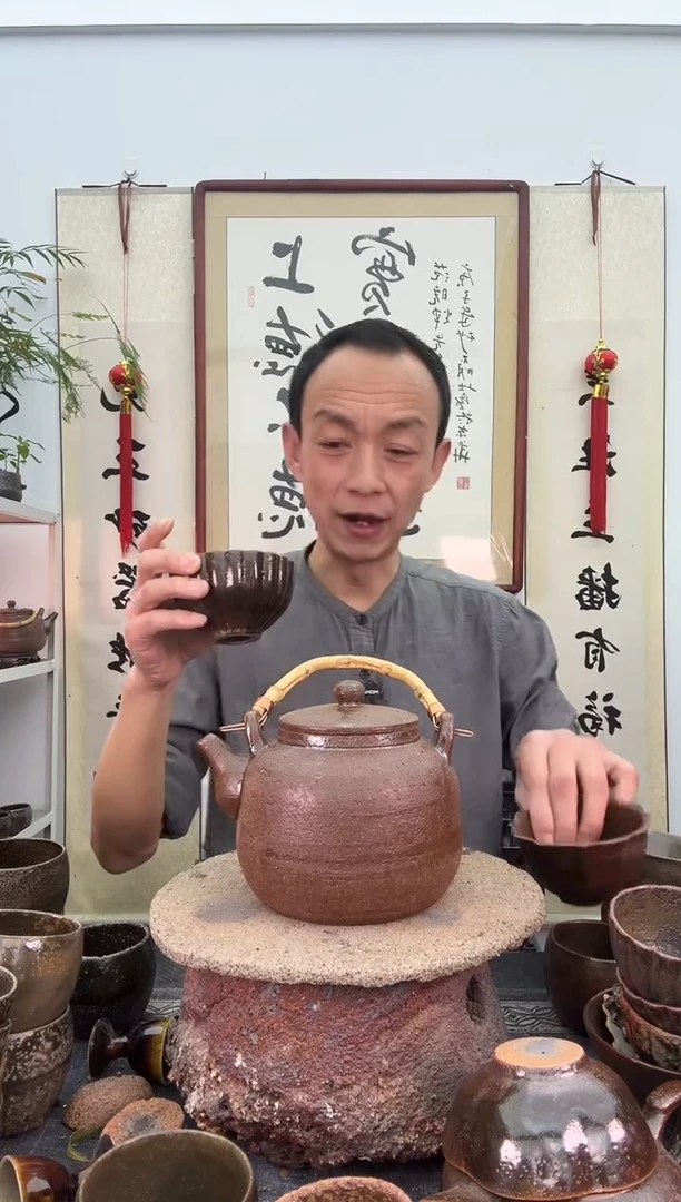 【闪购商品】手工红色提梁壶非遗技艺+大圆荷花杯