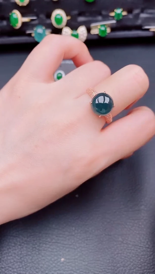 【闪购商品】翡翠戒指银S925镶嵌天然a货翡翠322