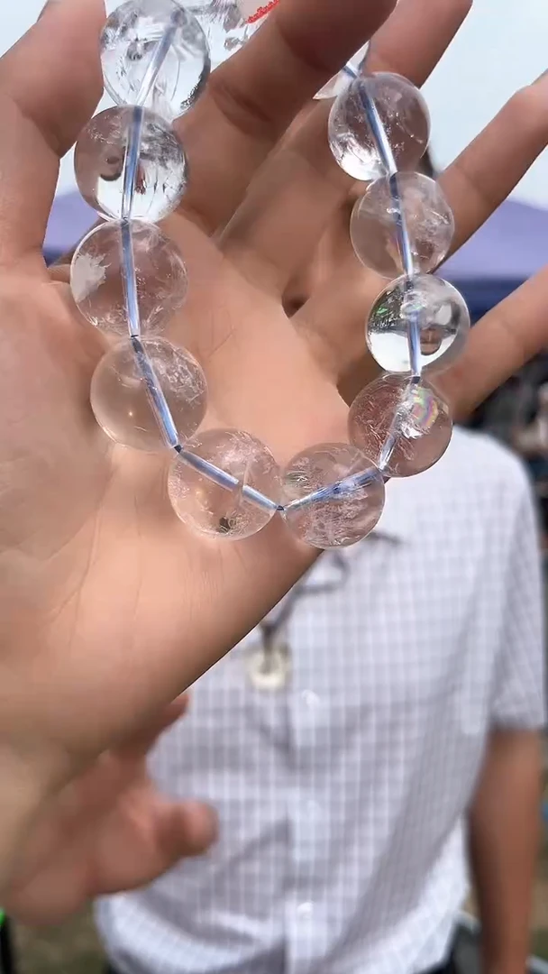 水晶手链未镶嵌天然白阿赛手串多样性发一20mm