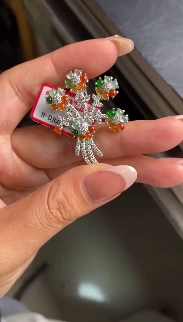 银S925镶嵌戒指翡翠天然A货翡翠