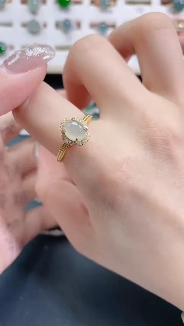 银S925镶嵌戒指翡翠天然翡翠