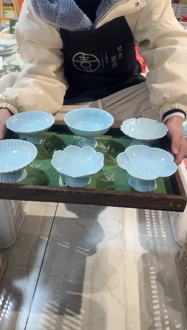 瓷片瓷微瑕商品 介意勿拍 带托盘布垫