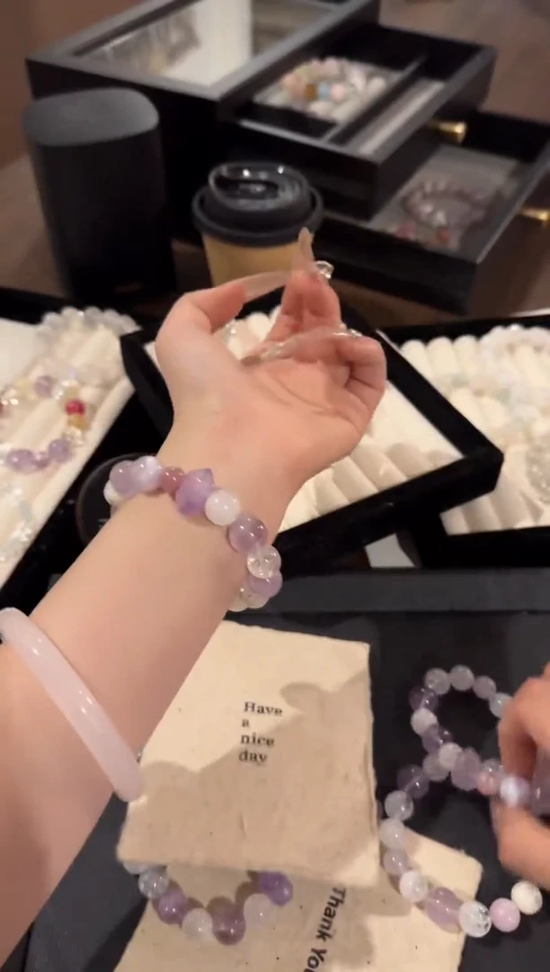 水晶手链合金紫色系原石x1593