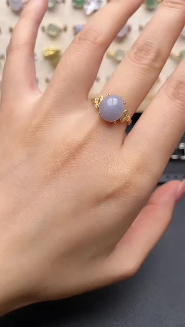 【闪购商品】翡翠戒指银S925镶嵌一物一证一礼盒