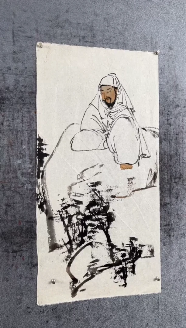 国画《观自在》一山老师写意人物国画