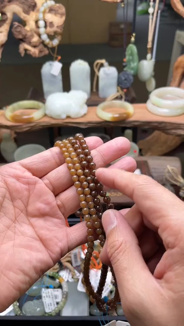 【闪购商品】和田玉项链未镶嵌且末金山糖108卡8多样性发一