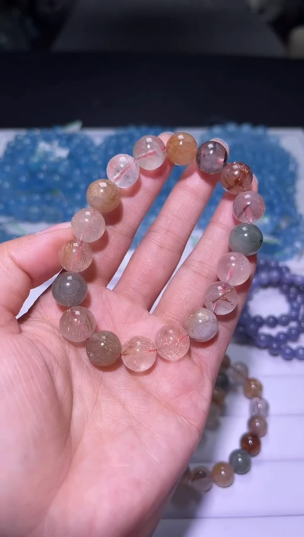 未镶嵌手链水晶J008-11mm发晶多宝单圈-多样性发其一