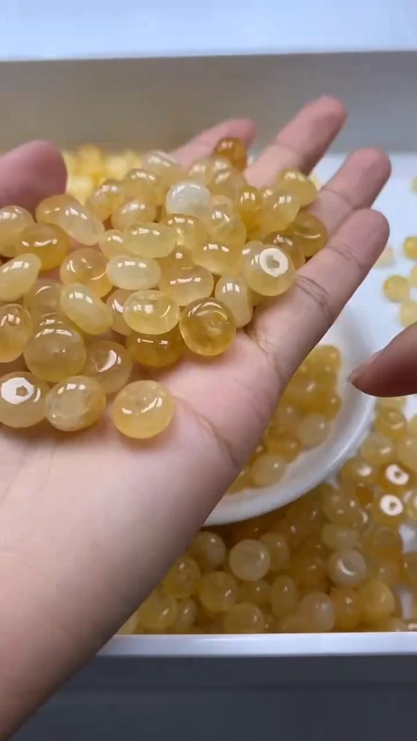 颈饰未镶嵌水晶W3147-金丝雀碧玺算盘10*6mm*15颗