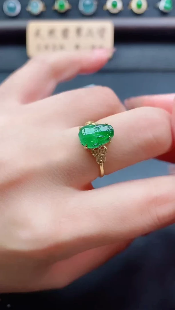 银S925镶嵌戒指翡翠1