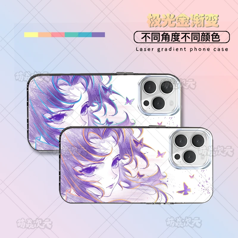 蝴蝶忍鬼灭之刃适用苹果华为VIVO小米红米OPPO一加极光金手机壳