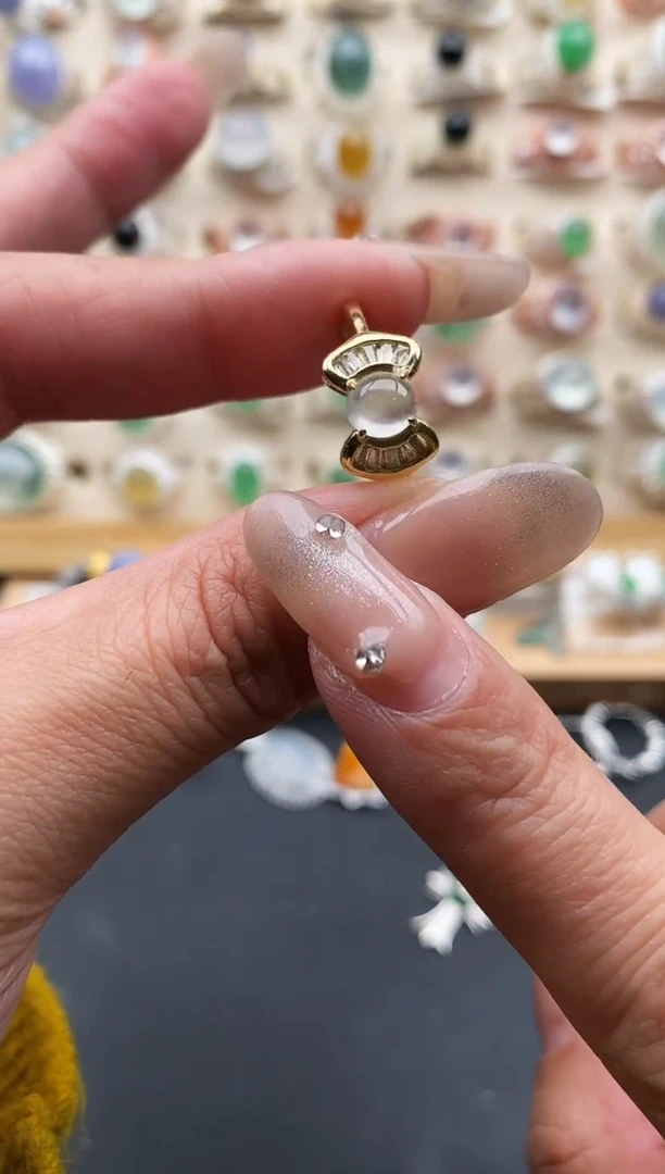 银S925镶嵌戒指翡翠缅甸天然A货翡翠1 10-4