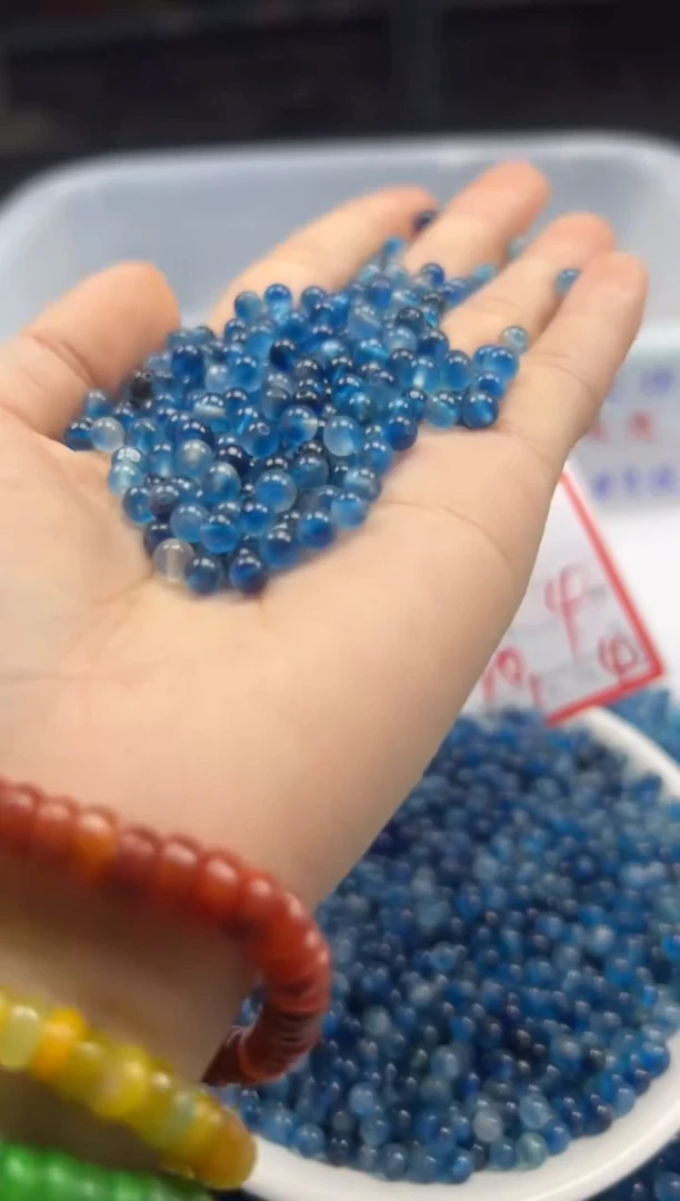 未镶嵌颈饰碧玺W2975 蓝碧玺4MM*100颗