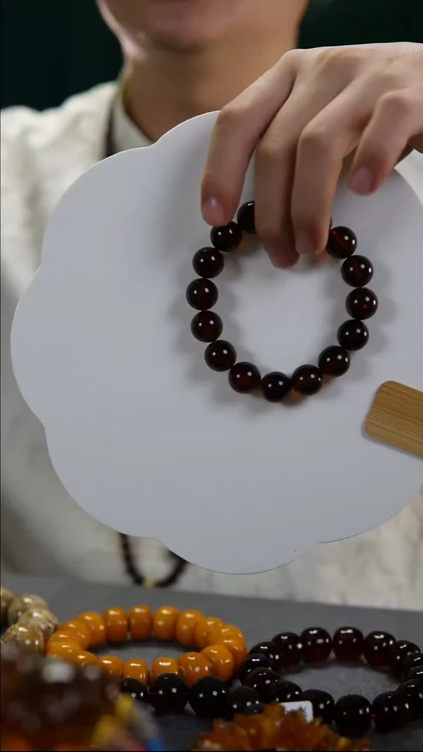 手串琥珀未镶嵌14mm缅甸天然紫罗兰灵草珀圆珠手串