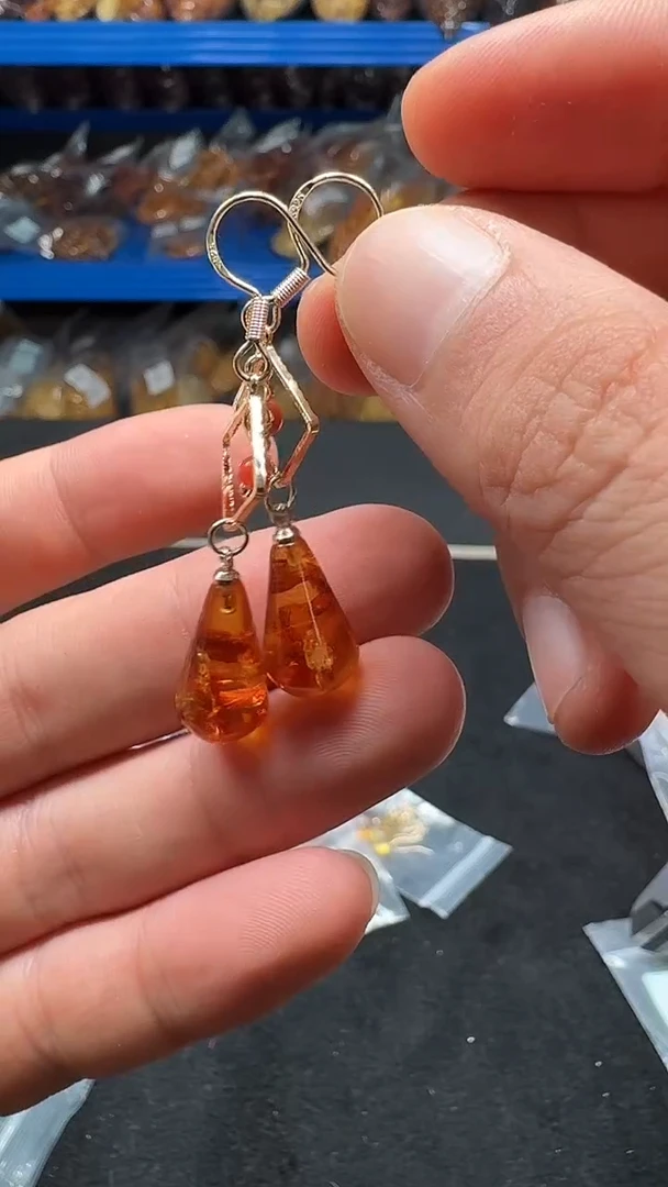 未镶嵌琥珀耳饰023