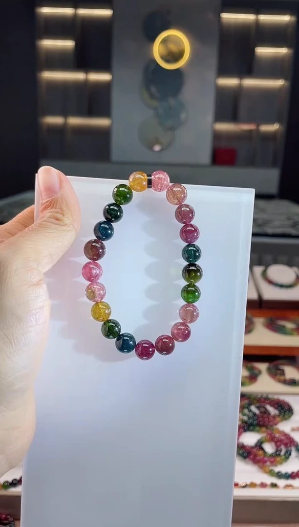 未镶嵌老矿碧玺单圈手串9mm+碧玺（多样性发一条）Q