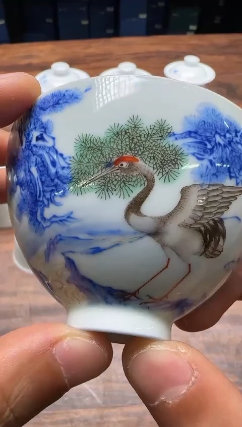 天义华 松鹤图 杯