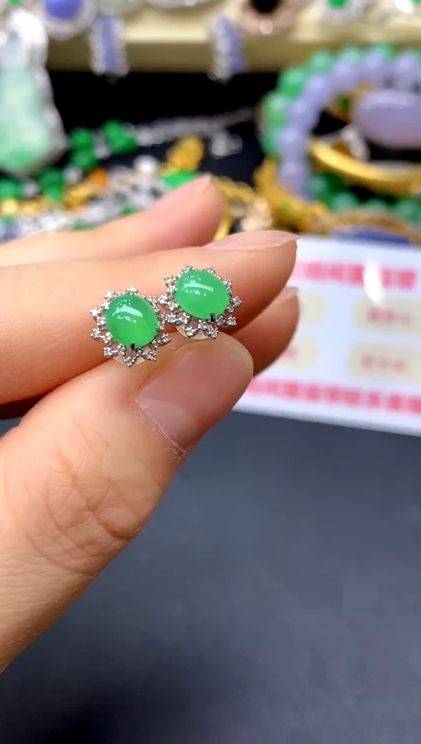 18K金镶嵌翡翠耳饰175-中国好珍宝