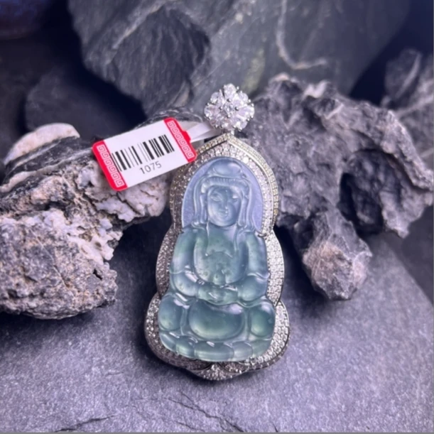 翠贤堂1075冰种天然A货翡翠观音吊坠