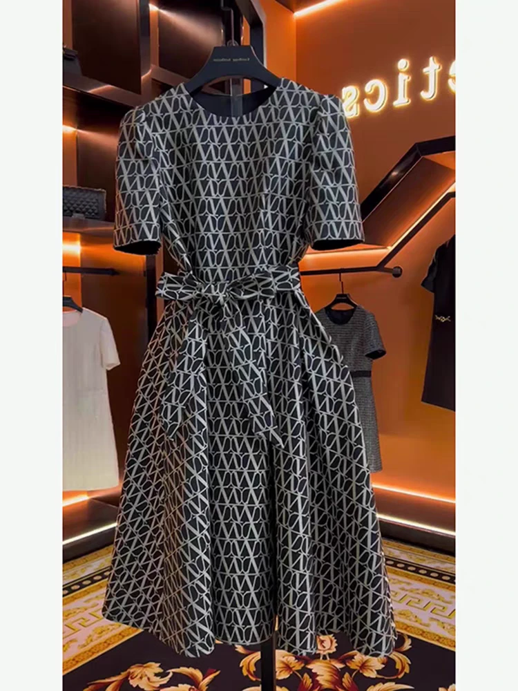 【VAZSLVE/全新奢品】捡漏 字母印花气质轻奢收腰连衣裙QC251