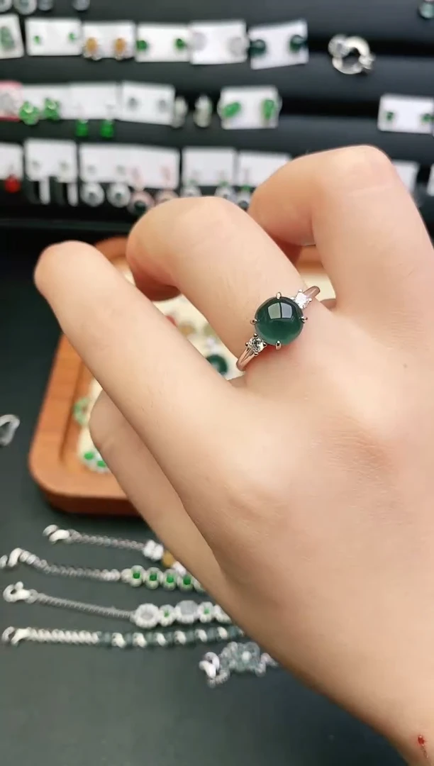 银S925镶嵌戒指翡翠0