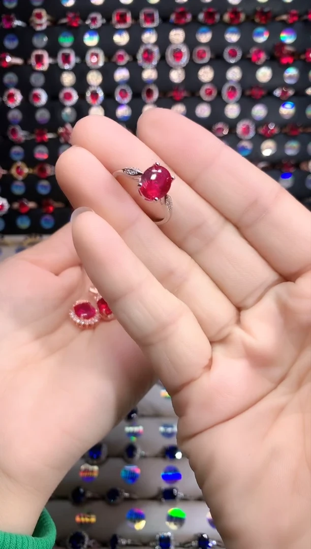 【闪购商品】红宝石戒指银S925镶嵌银色8.10