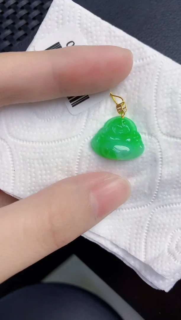 颈饰18K金镶嵌翡翠天然翡翠缅甸A货