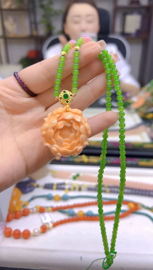 和田玉（碧玉）未镶嵌颈饰DIY款M498