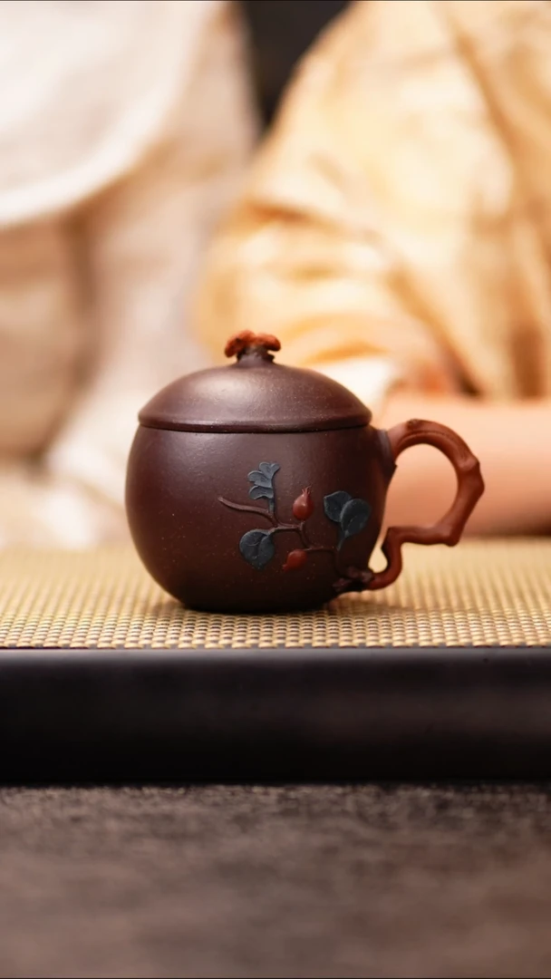 ZCY98紫玉金砂多子多福盖杯