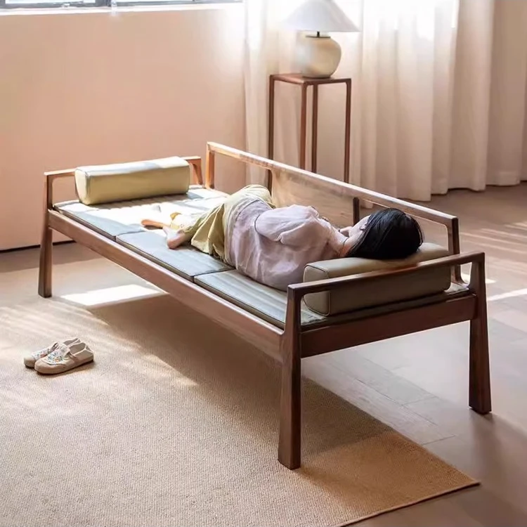 新中式实木罗汉床简易沙发床去客厅化小户型黑胡桃木宋式贵妃榻