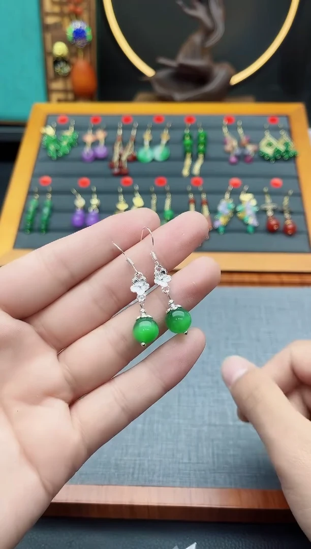 【闪购商品】玛瑙/玉髓耳钉银S925镶嵌212000