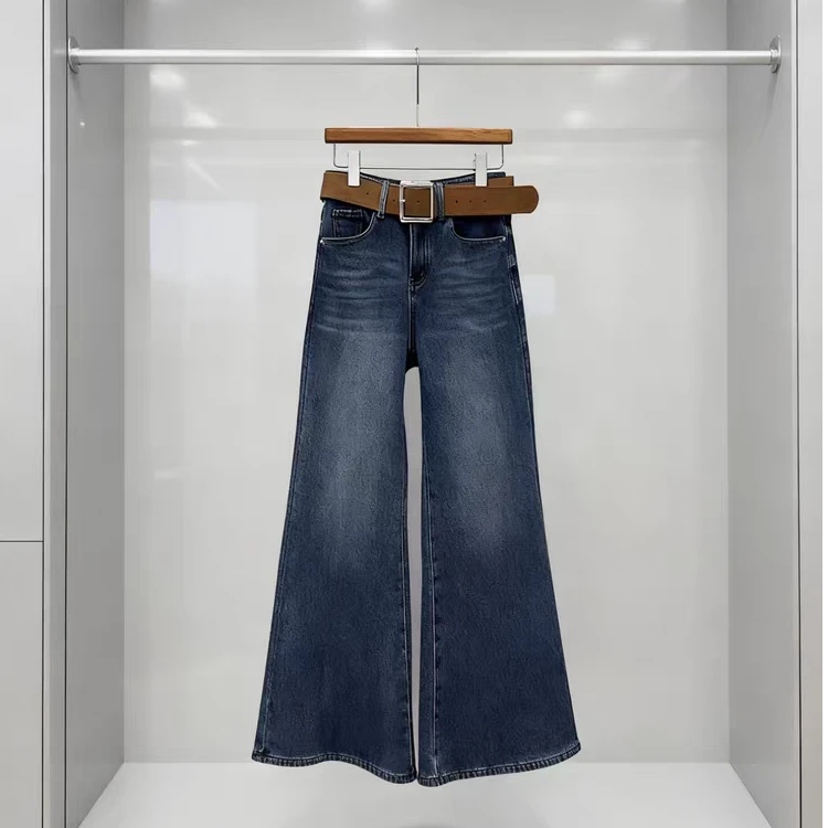 85556#加绒微喇牛仔裤复古洋气时尚